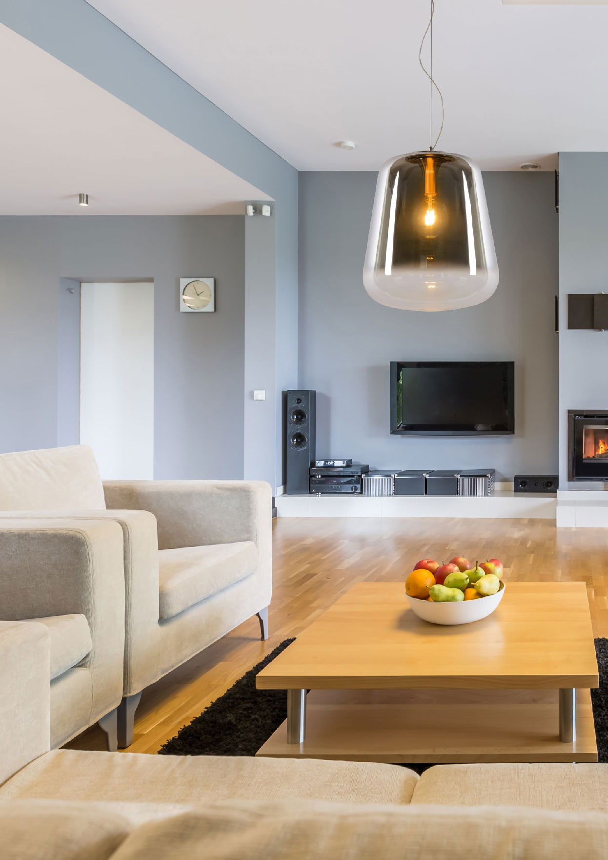 Lucide GLORIO - Pendant lamp - Ø 45 cm - Smoke Gray